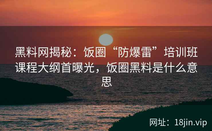 黑料网揭秘：饭圈“防爆雷”培训班课程大纲首曝光，饭圈黑料是什么意思
