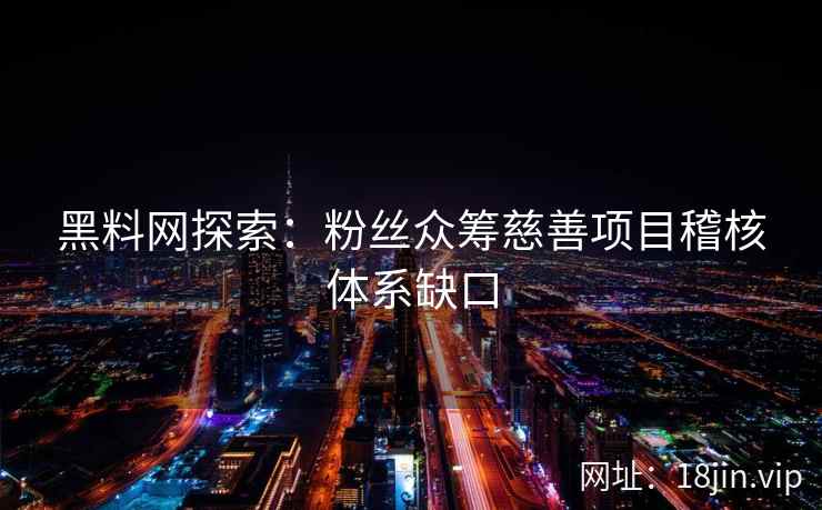 黑料网探索：粉丝众筹慈善项目稽核体系缺口