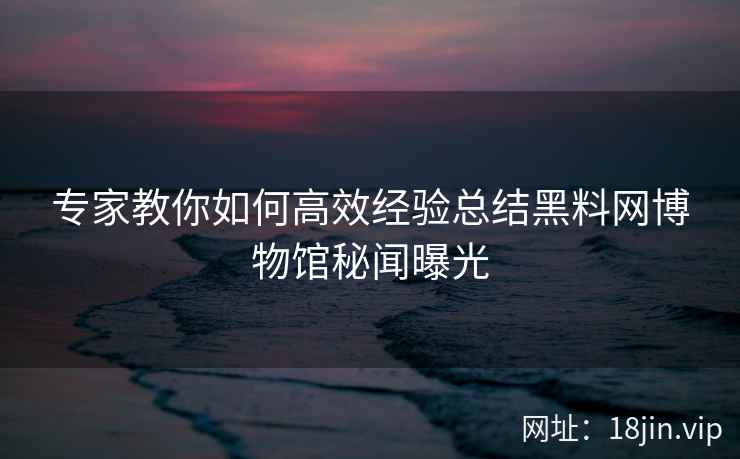 专家教你如何高效经验总结黑料网博物馆秘闻曝光