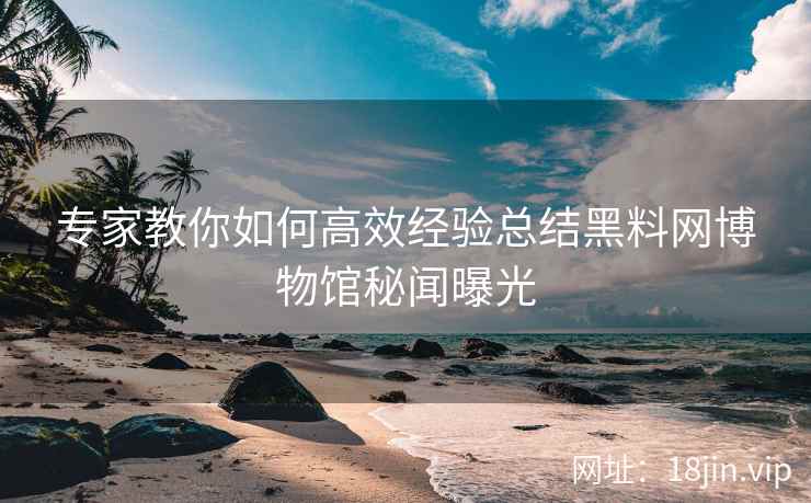 专家教你如何高效经验总结黑料网博物馆秘闻曝光