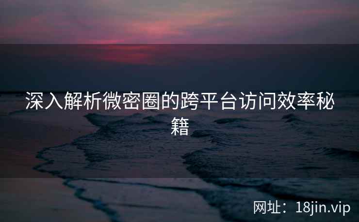 深入解析微密圈的跨平台访问效率秘籍